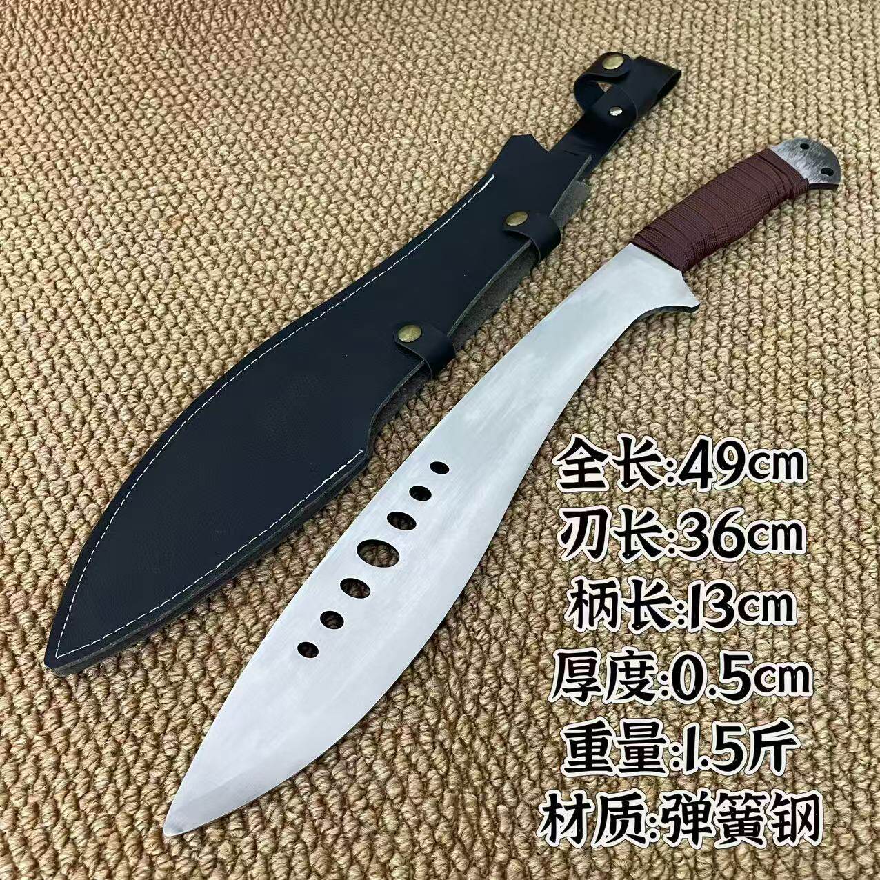 龙泉一体弹簧钢锻打户外短刀尼泊尔军腿弯刀野外防身长短刀未开刃