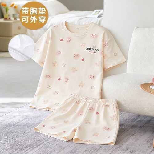 全棉带胸垫睡衣女夏天2026新款