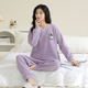 加厚保暖夹棉空气棉紫色外穿家居服套装 睡衣秋冬款 女2025棉质长袖