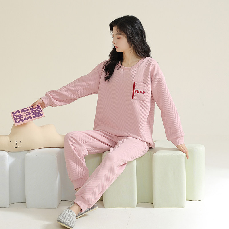 睡衣女款秋冬季棉质长袖粉色加厚保暖夹棉空气棉加大码家居服套装,女士内衣/男士内衣/家居服,睡衣/家居服套装,淘宝优惠券,粉丝福利购,淘宝优惠卷