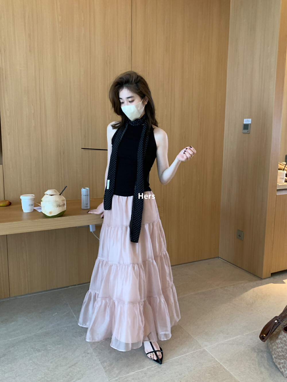 Hers韩版气质小女人公主长款纱纱半身裙女2025春夏显瘦蛋糕半身群