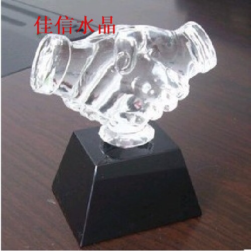 握手水晶纪念品同学会纪念品办公用品定制家居礼品定制