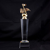 水晶奖杯定制音符奖杯唱歌比赛话筒钢琴音乐年会奖牌免费刻字定做