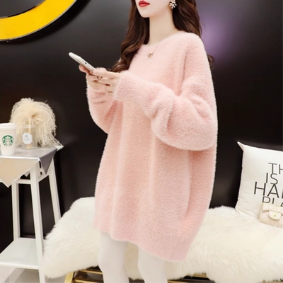 水貂绒毛衣大码女宽松针织打底衫