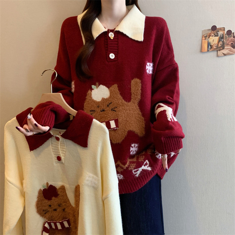 毛衣秋冬大码女装宽松减龄针织衫