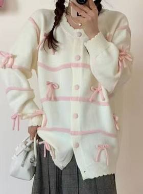 毛衣外套大码女装微胖mm宽松显瘦针织开衫减龄可爱洋气质新款上衣