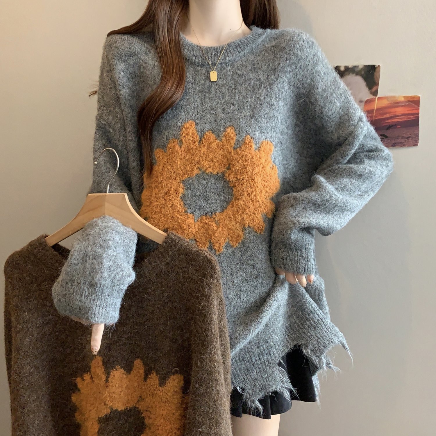 针织打底衫毛衣秋冬大码女装宽松