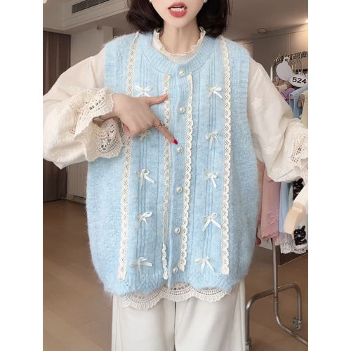 针织开衫马甲大码女装宽松减龄