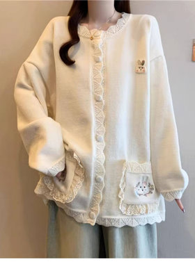 毛衣外套大码女装微胖mm宽松显瘦慵懒针织开衫减龄可爱设计感上衣