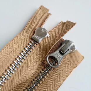 8号金属双头拉链铜齿卡其色YKK大外套门襟拉锁羽绒服长款91cm