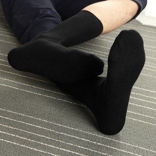 男士潮流百搭纯棉透气黑白色中长筒袜子学院港风绅士商务纯色皮鞋