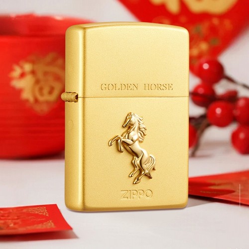 zippo打火机正品生肖马福运金马