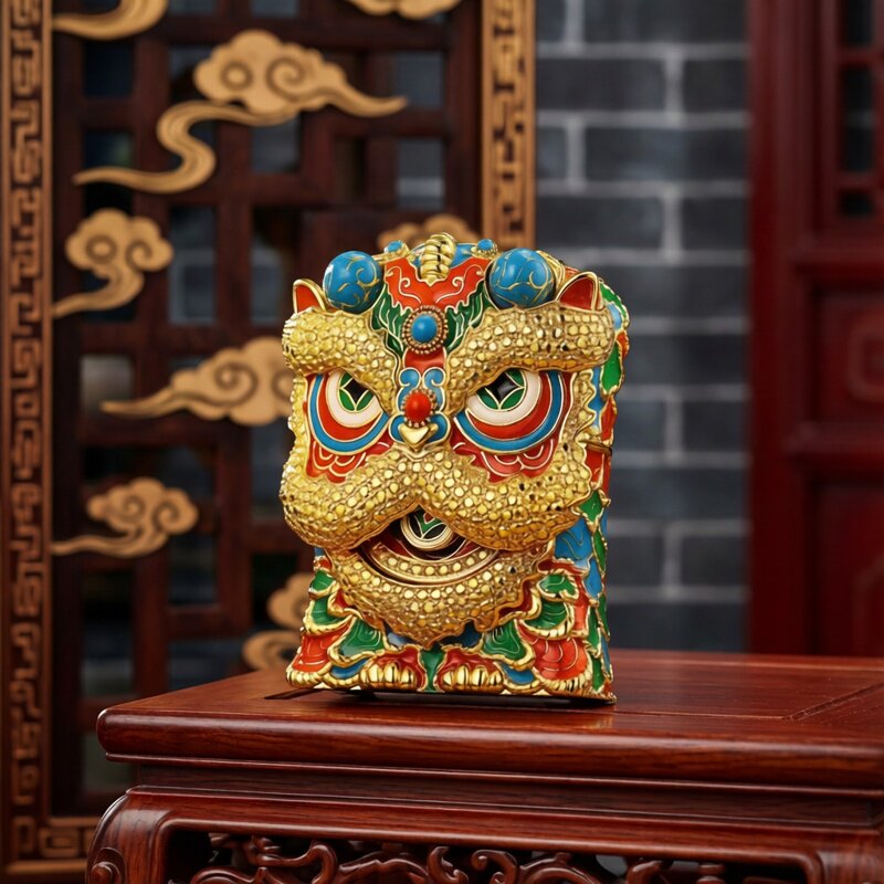 Zippo防风打火机金狮献瑞 奉旨发财夜光珐琅满钻镶嵌醒狮舞狮嘻哈