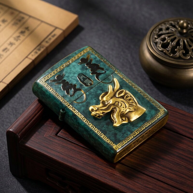 zippo打火机十二生肖贴章兽首
