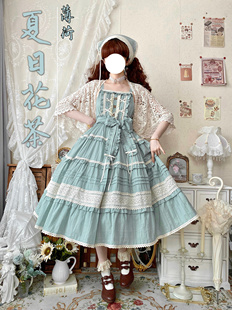 【夏日花茶】纯棉大摆田园lolita长裙jsk宽松麻袋裙 全款直接拍