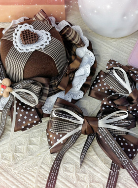 【焦糖可可】波点格子巧克力蛋糕小礼帽lolita发饰小物甜美lo娘