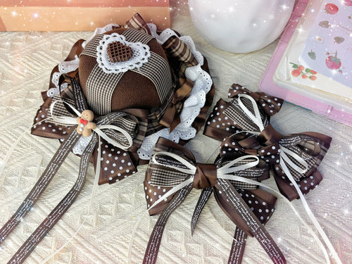 【焦糖可可】波点格子巧克力蛋糕小礼帽lolita发饰小物甜美lo娘