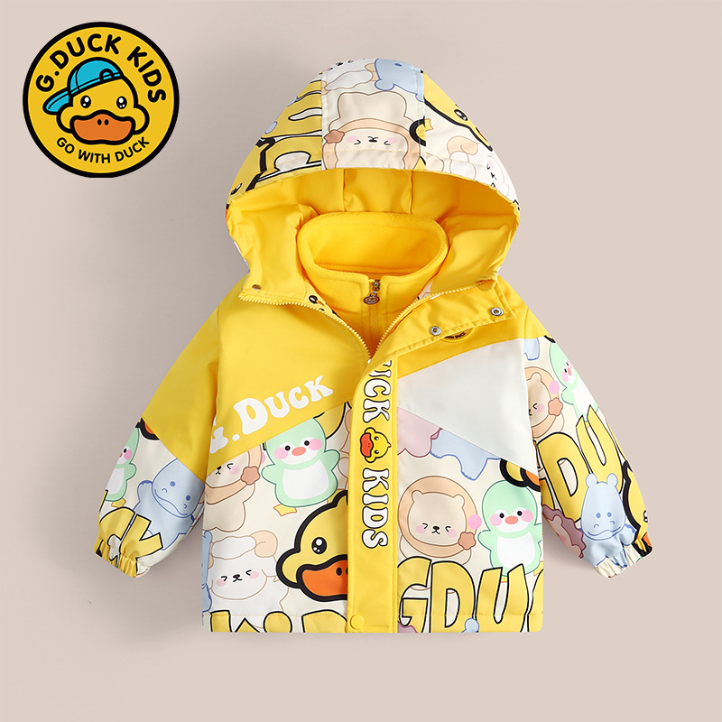 小黄鸭儿童羽绒服冲锋衣两件套男女童三合一防风保暖婴幼儿童外套