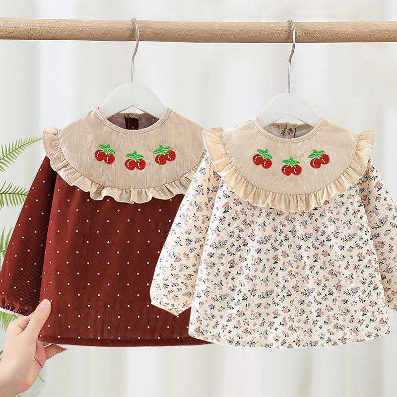 儿童罩衣宝宝吃饭长袖围兜围裙公主防水防脏洋气秋冬婴儿小孩