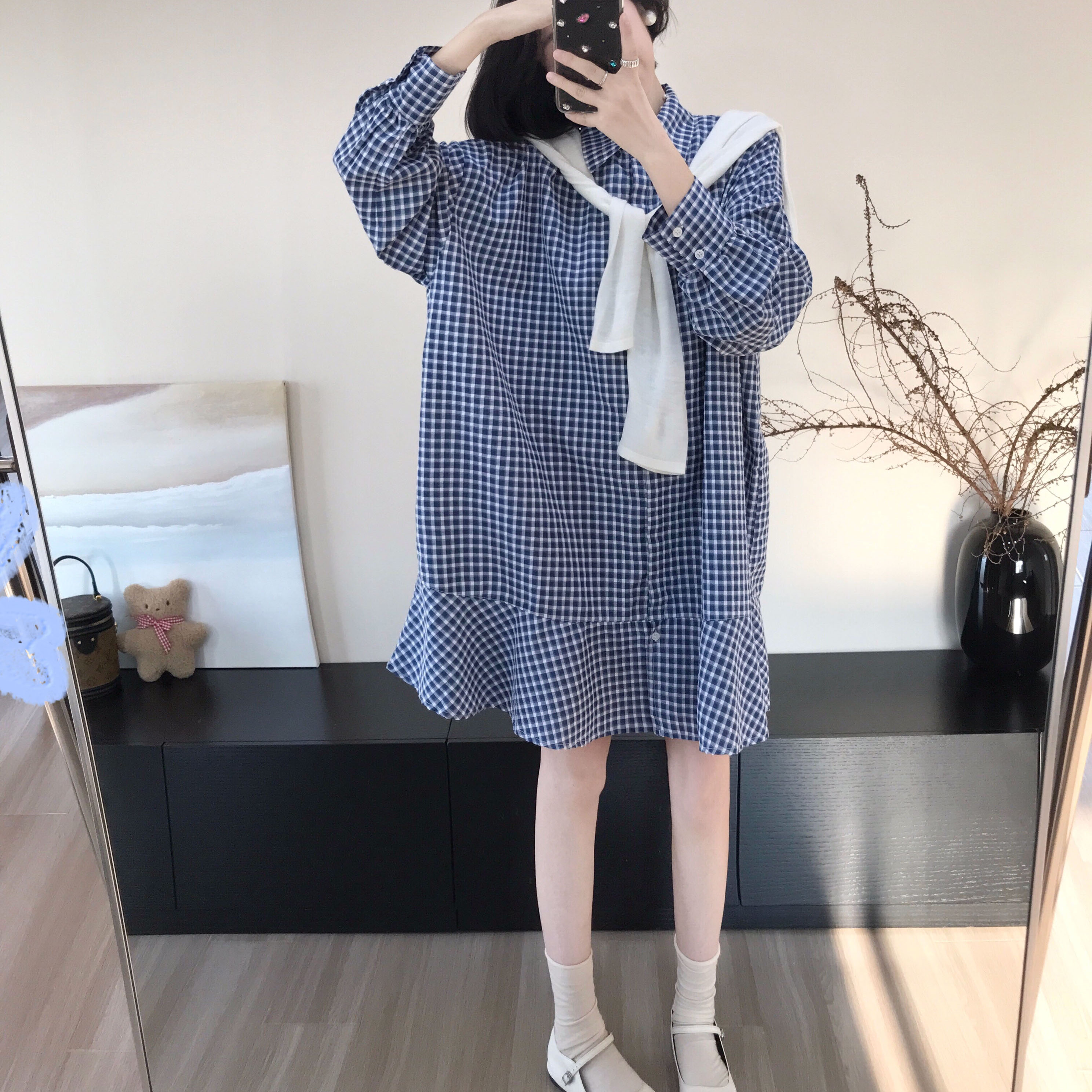 【大萌家】珍妮弗jennifer   版型绝了！ 法式茶歇格纹鱼尾连衣裙