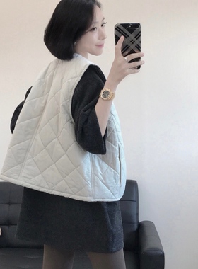 【大萌家】Preppy海德校刊  高智学院派菱格夹棉马甲叠穿无袖棉衣