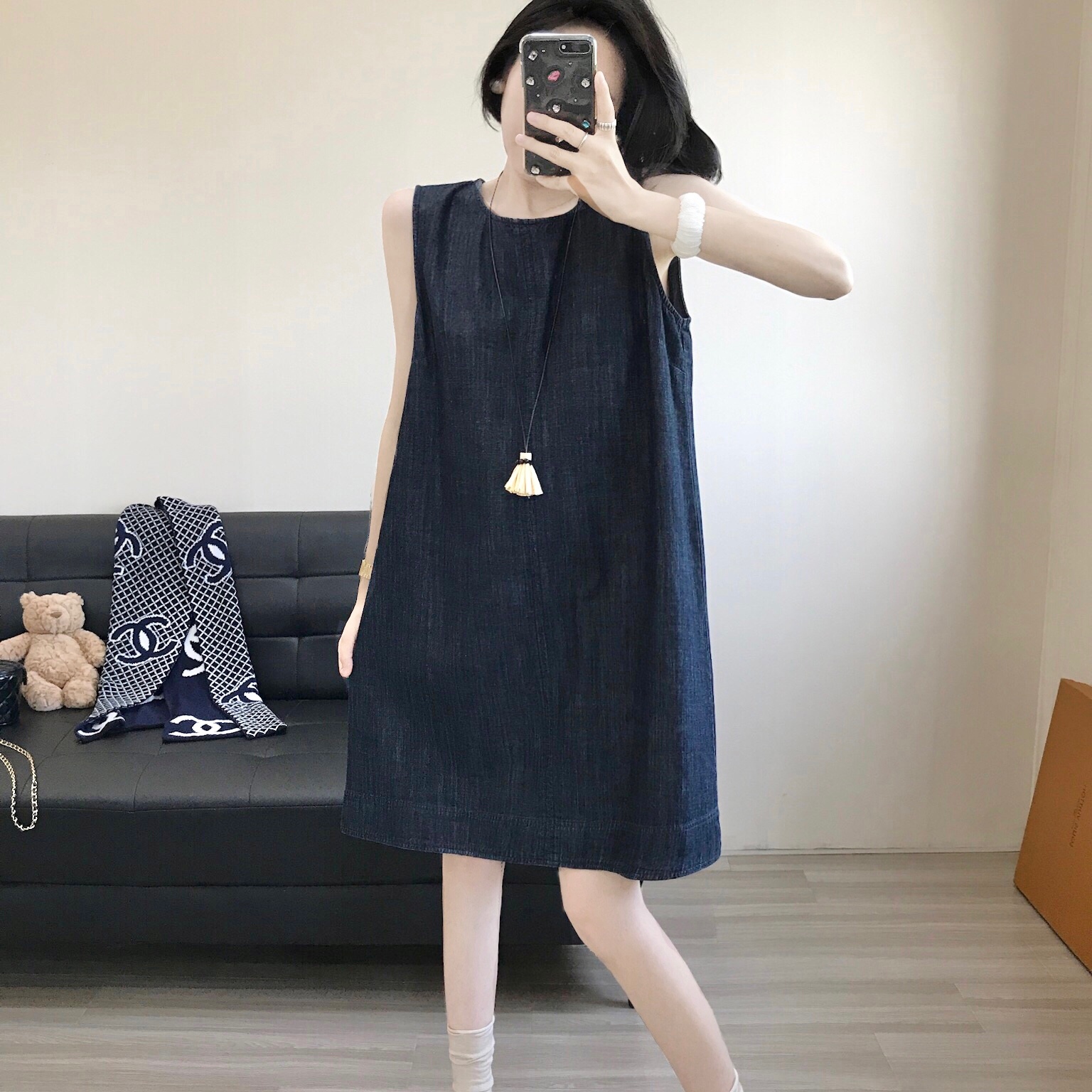 【大萌家】Astralis &Tulle中古情书   后背镂空设计感牛仔背心裙