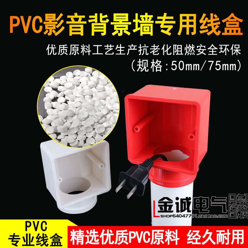 PVC电视穿线合隐藏背景墙底盒50管红白色86影音预埋布线暗线盒