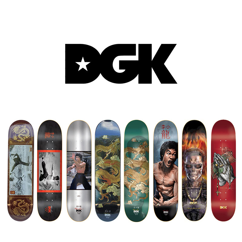 55滑板店代理 正品 dgk 李小龙联名专业板面 双翘板 图案渐变
