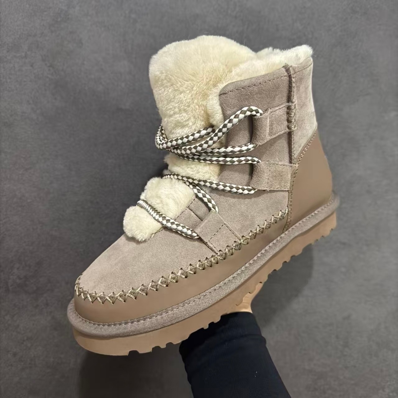 2025冬季新款时尚百搭雪地靴女系带厚绒东北棉鞋加绒加厚保暖棉靴,女鞋,时尚雪地靴,淘宝优惠券,粉丝福利购,淘宝优惠卷
