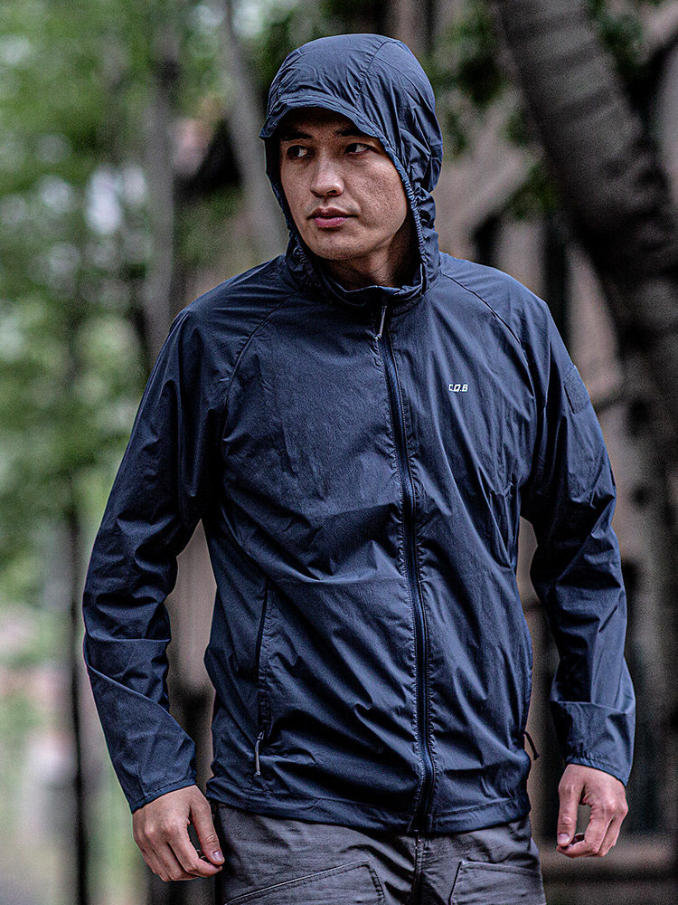 CQB运动皮肤衣男士外套透气超薄夏季防晒服户外弹力带帽子外套男