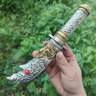 藏族风格短刀藏刀关公小刀藏饰品工艺品收藏摆件送礼用未开刃