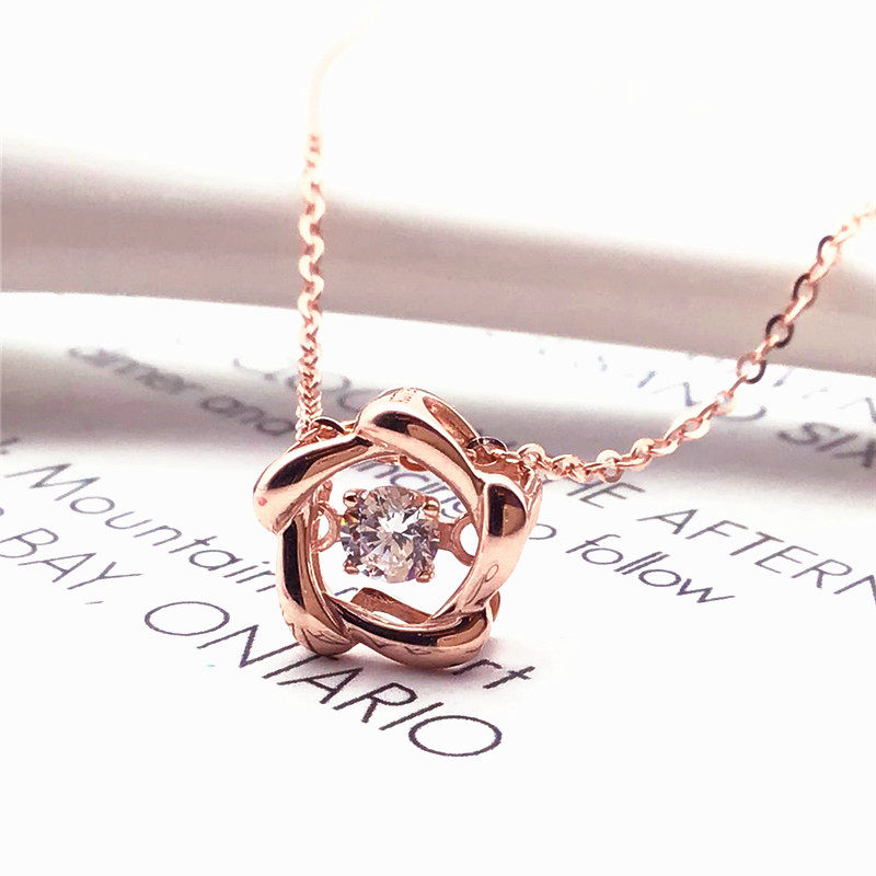 欧雅思珠宝纯玫瑰金585紫金新款韩版花瓣灵动吊坠14K玫瑰金送女友