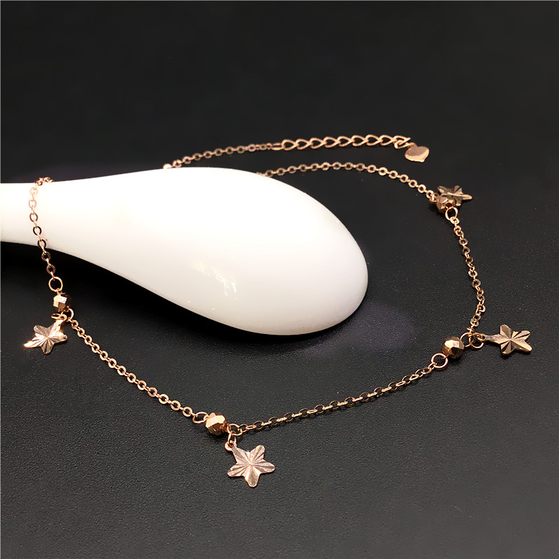 欧雅思流苏五角星脚链14K