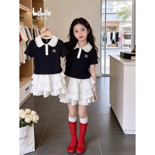 女童夏套装2026新款女大童polo衫短袖夏季穿搭两件套儿童夏装裙子