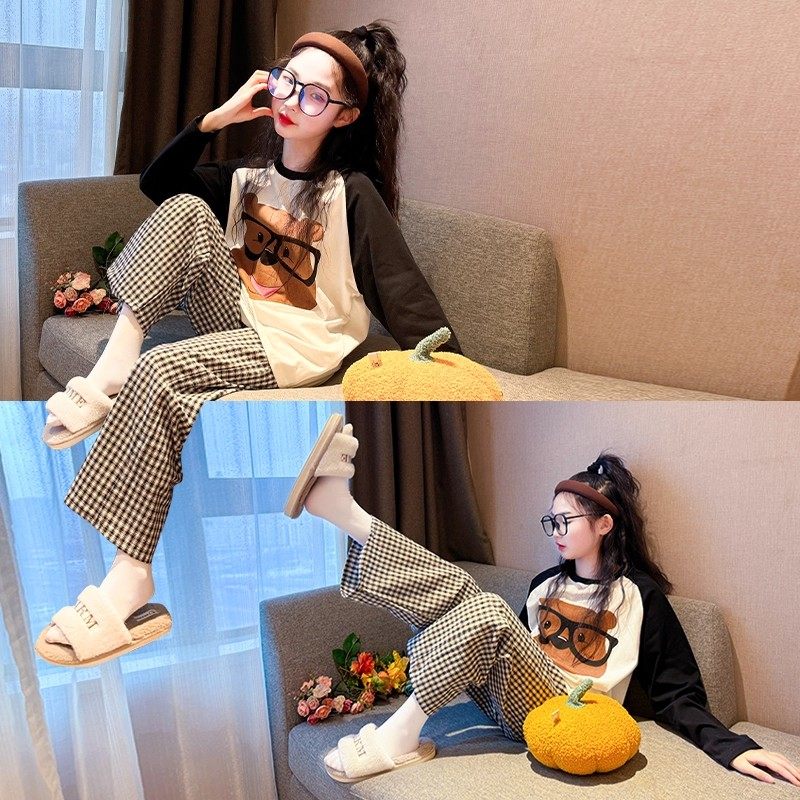 女童睡衣2025新款秋初中生女孩秋冬纯棉套装女大童儿童长袖家居服,童装/婴儿装/亲子装,家居服套装,淘宝优惠券,粉丝福利购,淘宝优惠卷