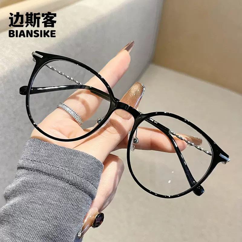 TR206新款百搭圆脸眼镜女近视可配度数素颜显白冷茶色眼睛框镜架