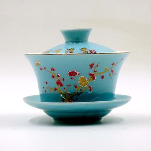 景德镇 盖碗茶杯功夫茶具泡茶碗陶瓷浮雕大号4,5寸特大清仓处理