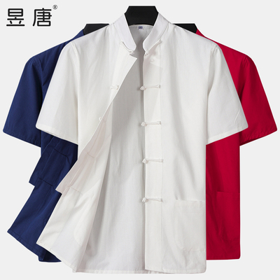 唐装短袖复古中老年禅服上衣衬衫