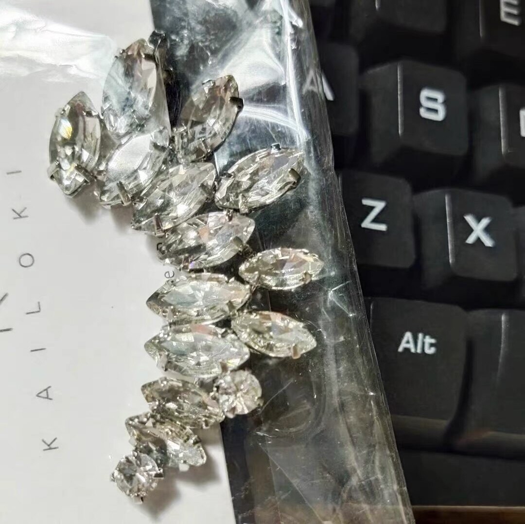 欧美夸张镶钻弧形耳钉耳夹一体耳环女网红气质高级感个性设计耳饰