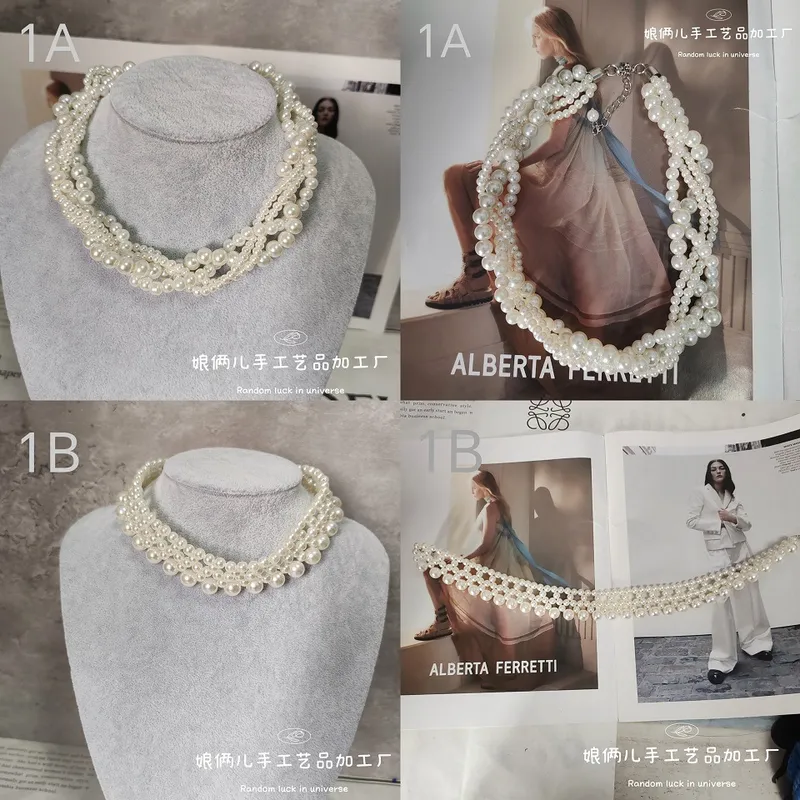 手工小众网红配裙气质百搭脖子链子编织链仿珍珠串珠项链颈链珍珠