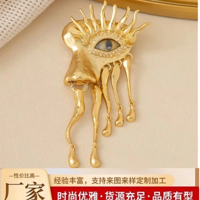欧美火爆恶魔之眼中古特色18K文艺复古胸针