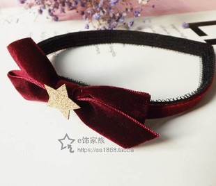 {28元包邮}丝绒蝴蝶结星星软发箍头箍粘发帖刘海贴魔法贴头饰发饰