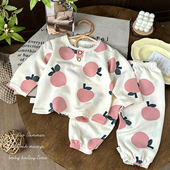 男女童印花睡衣套装 2026新款 云朵棉儿童家居服睡衣 休闲套头两件