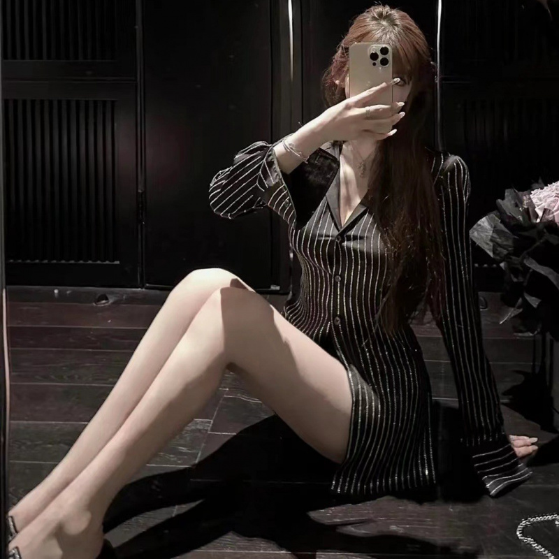 性感禁欲秘书内衣职业条纹衬衫女