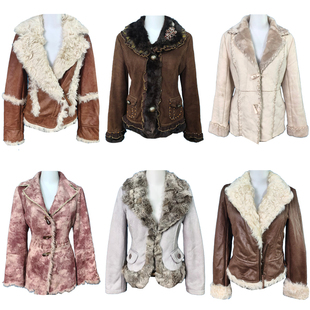 古着麂皮羊羔绒嬉皮士废土流浪风仿皮毛一体孤品加厚保暖复古外套