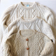古着vintage日本孤品麻花豆豆日系复古手工编织羊毛白色毛衣开衫