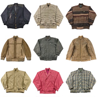 古着vintage孤品美式 阿美咔叽男女夹克外套M 港风复古棒球服工装