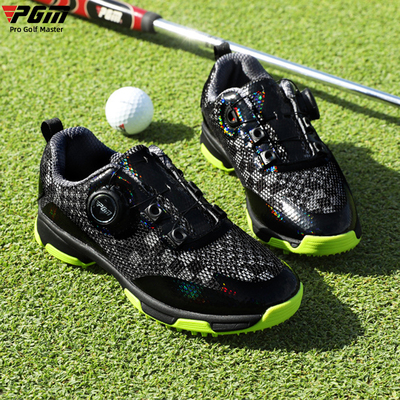 PGM 高尔夫球鞋儿童青少年透气网布运动鞋旋钮鞋带防滑鞋钉潮鞋
