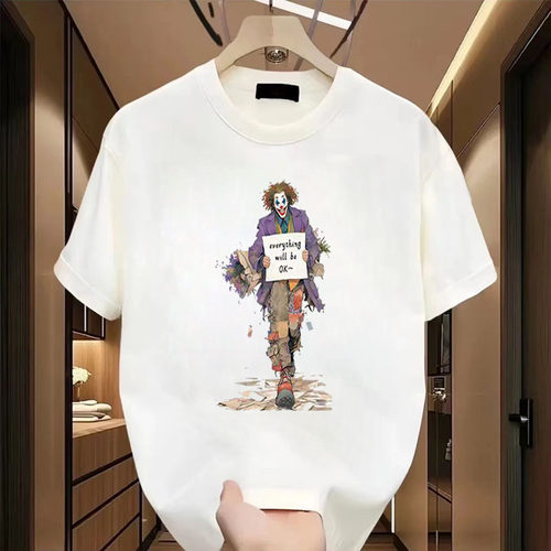 2025夏季新款痞帅潮牌重磅纯棉短袖T恤情侣款百搭棉潮男款小丑T恤