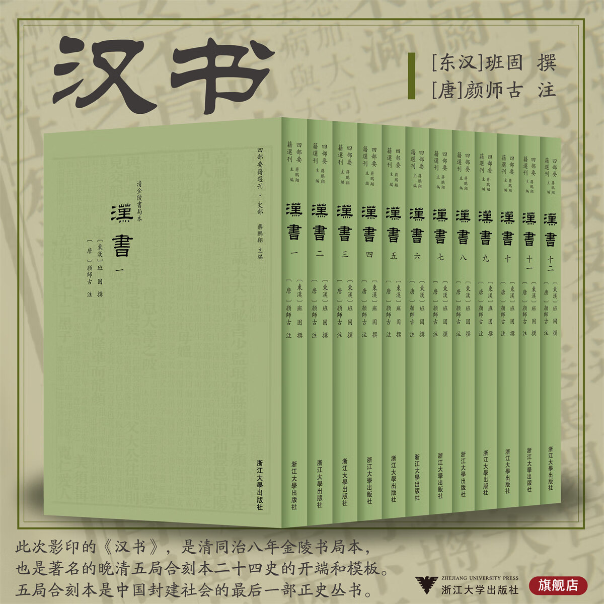 汉书/清同治八年金陵书局本/[東漢]班固 撰；[唐] 顔師古 注/四部要籍选刊/浙江大学出版社/一至十二册图片